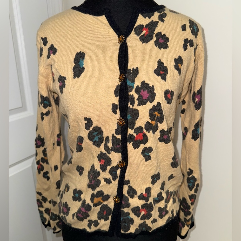 Susan Bristol Leopard Print Cardigan